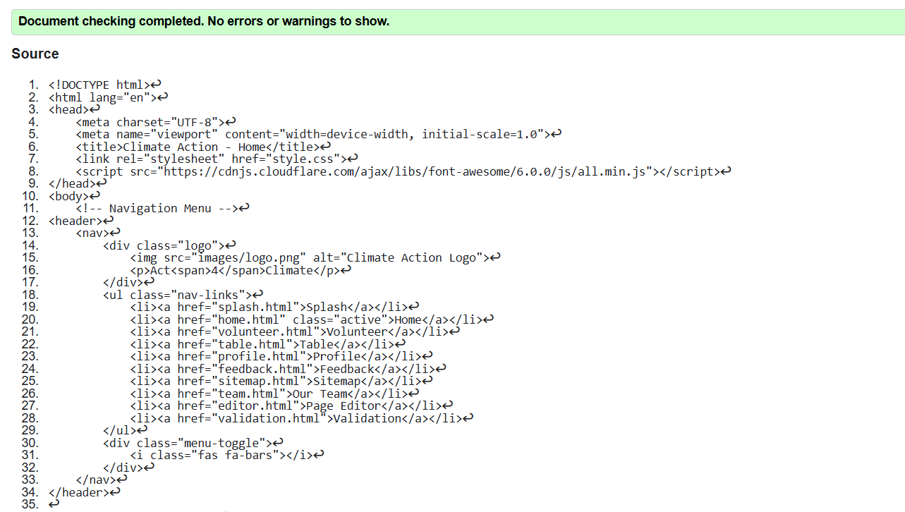 Home Page validation screenshot